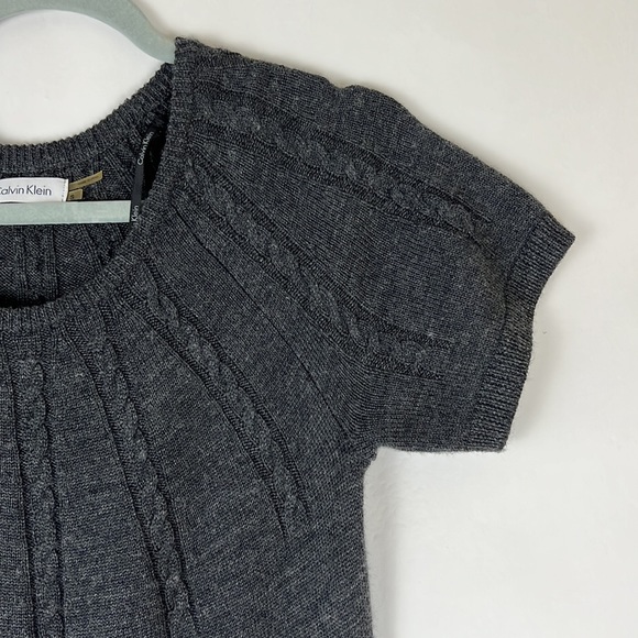 CALVIN KLEIN short sleeve sweater dress charcoal gray S - Picture 6 of 8